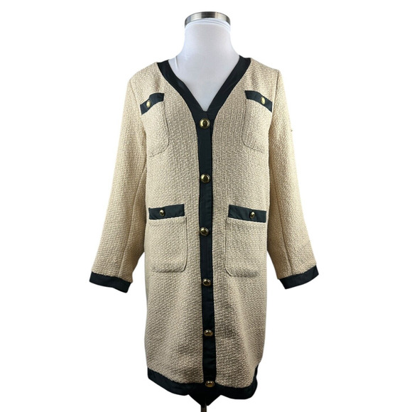 *Flawed Tuckernuck Pomander Place Coco Tweed Bow Mini Shift Dress Tan Size XXL - Picture 13 of 16